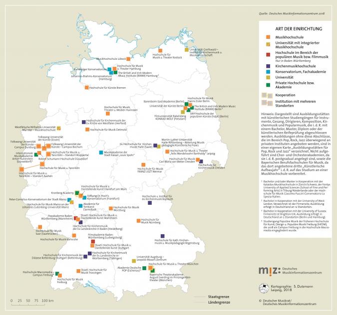 Abbildung: Karte der Ausbildungsstätten