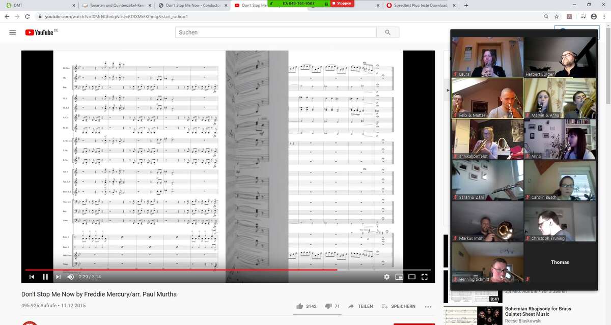Blasorchester übt mithilfe von Zoom und YouTube