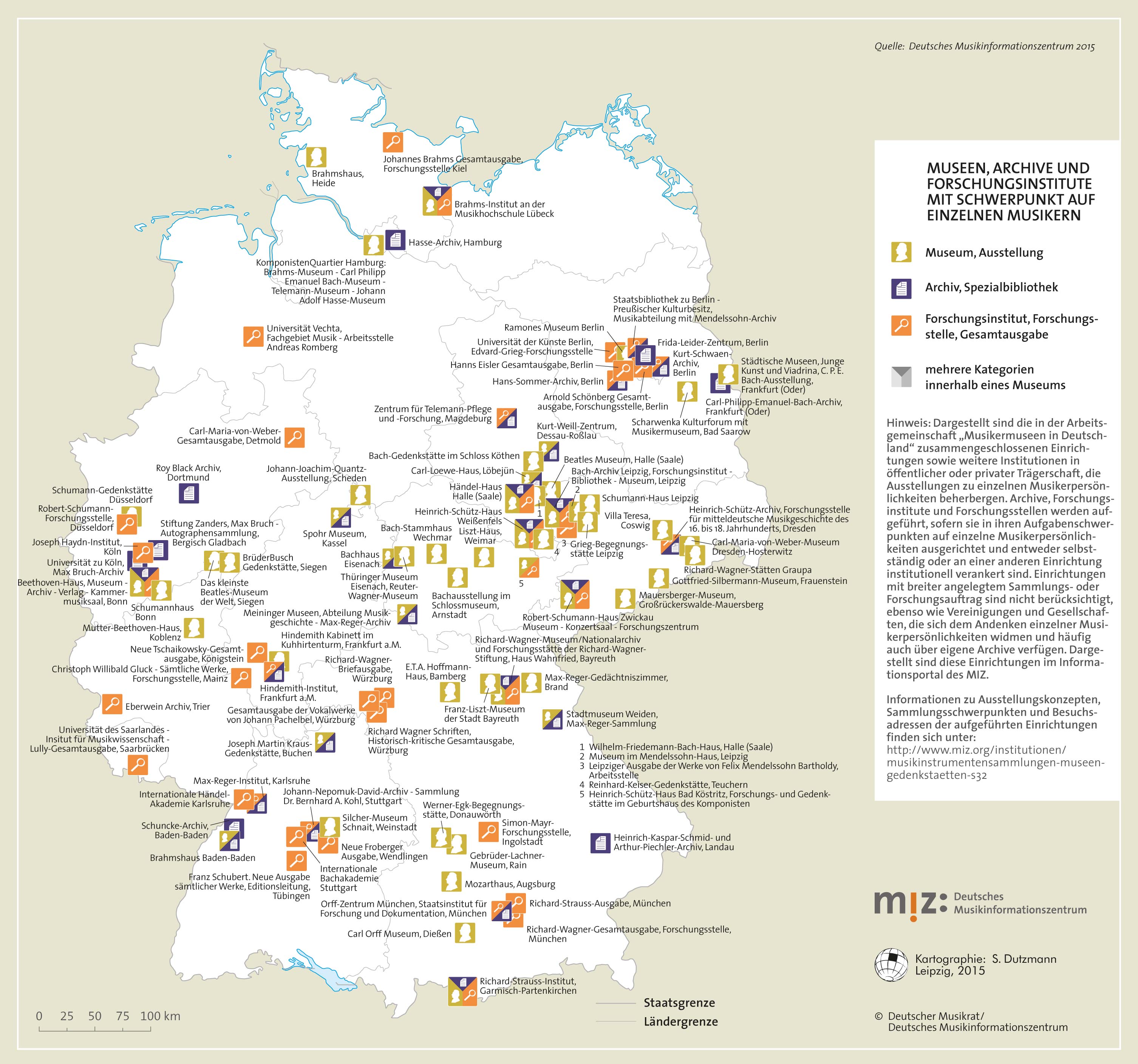 Deutschlandkarte der Musikermuseen