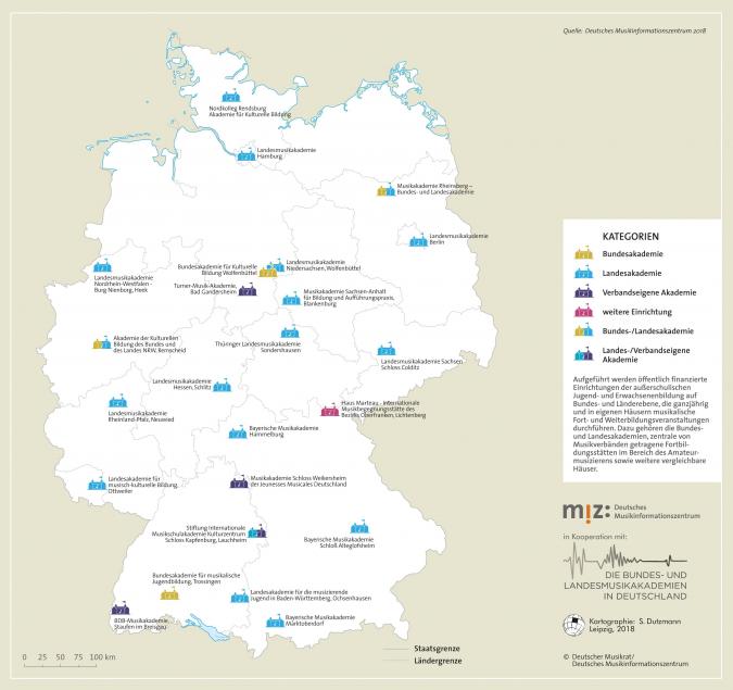Deutschlandkarte der Bundes- und Landesakademien