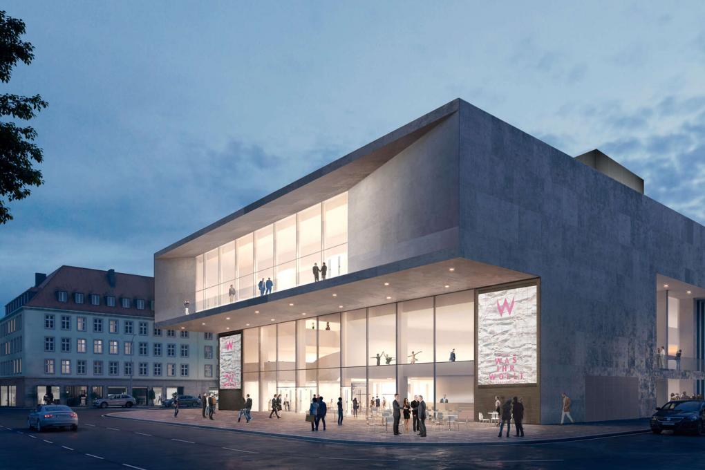 Mainfranken Theater Würzburg: Visualisierung des geplanten neuen Kopfbaus.